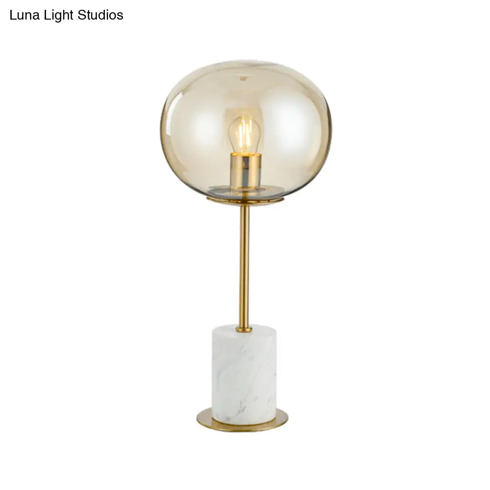 Raffaella - Oval Glass Night Light With Brass And White Table Lighting