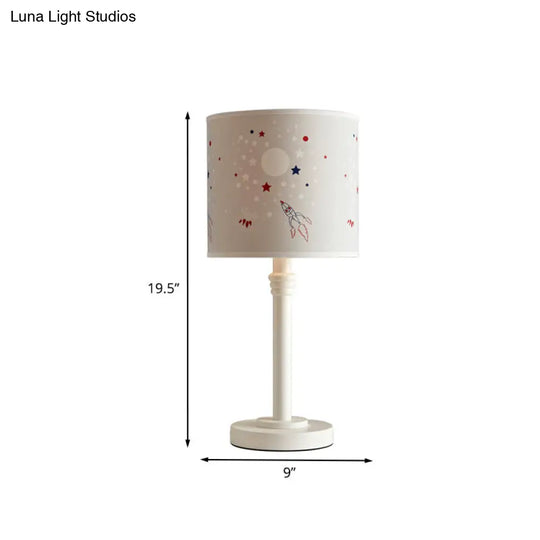 Cartoon Patterned Fabric Table Lamp For Study Room Reading Book And White