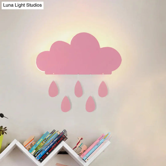 Rain Cloud Shape Led Bedside Wall Mount Lamp In Blue/Pink