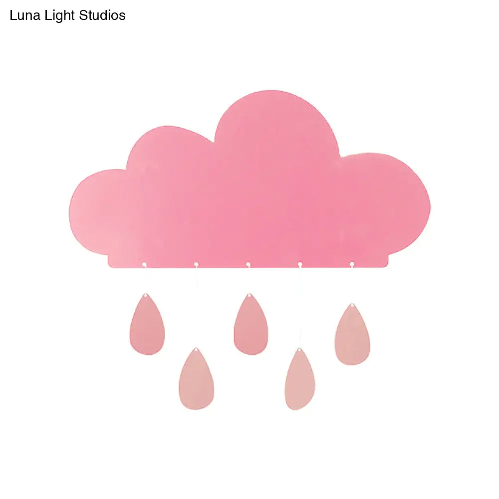 Rain Cloud Shape Led Bedside Wall Mount Lamp In Blue/Pink