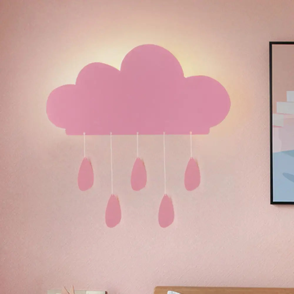 Rain Cloud Shape Led Bedside Wall Mount Lamp In Blue/Pink Pink