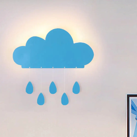 Rain Cloud Shape Led Bedside Wall Mount Lamp In Blue/Pink Blue