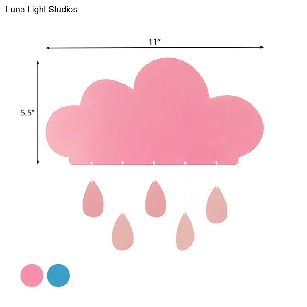 Rain Cloud Shape Led Bedside Wall Mount Lamp In Blue/Pink