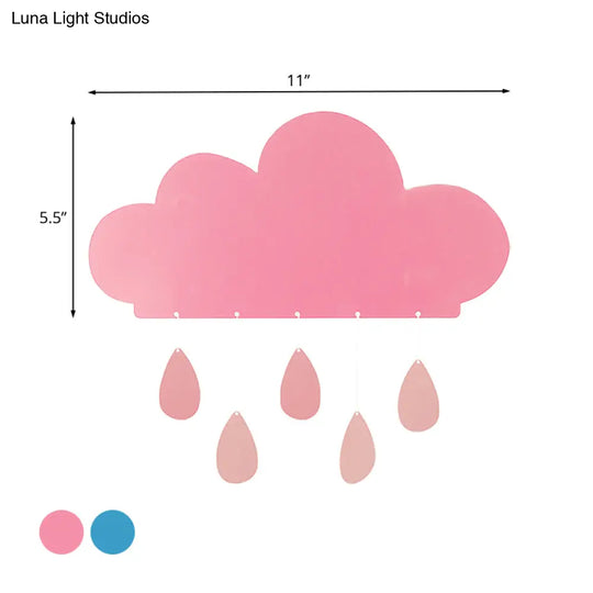 Rain Cloud Shape Led Bedside Wall Mount Lamp In Blue/Pink