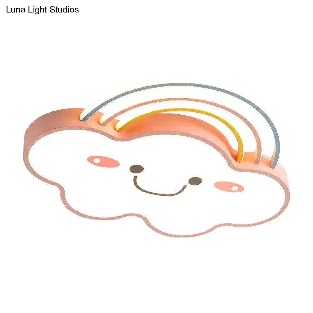 Rainbow Cloud Led Flush Mount For Kids Bedroom | Simple Acrylic Light Fixture