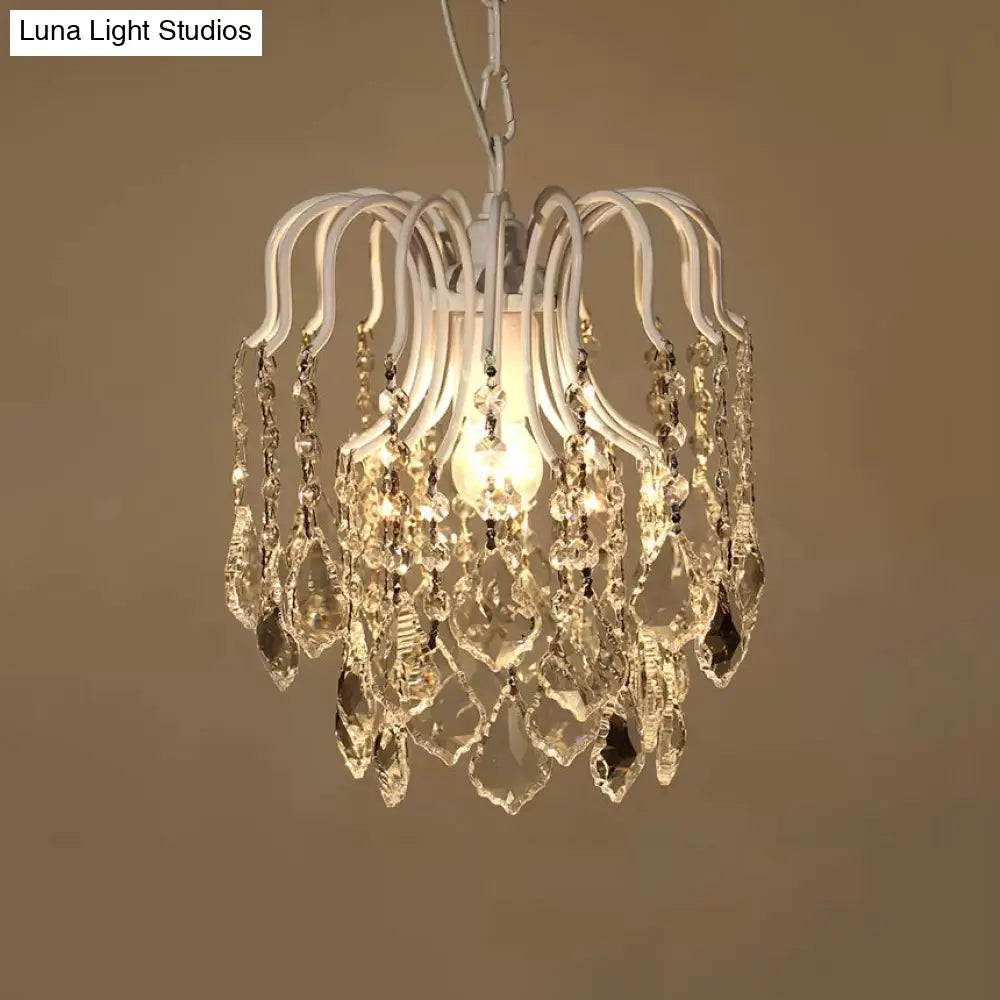 Raindrop Suspension Light With Clear Crystals - Luxurious Metal Pendant For Kindergarten Ceiling 1