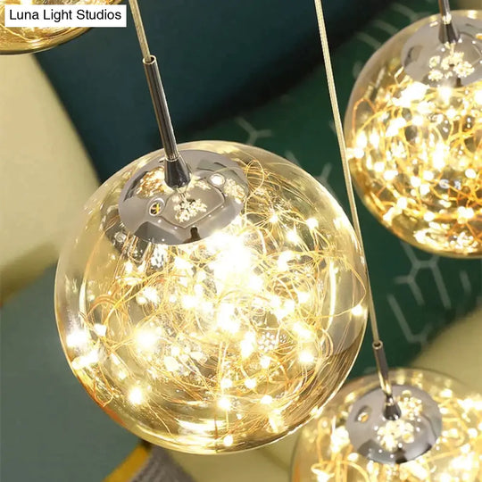 Raloo - Modern Led Glass Ball Chandelier Pendant Lighting