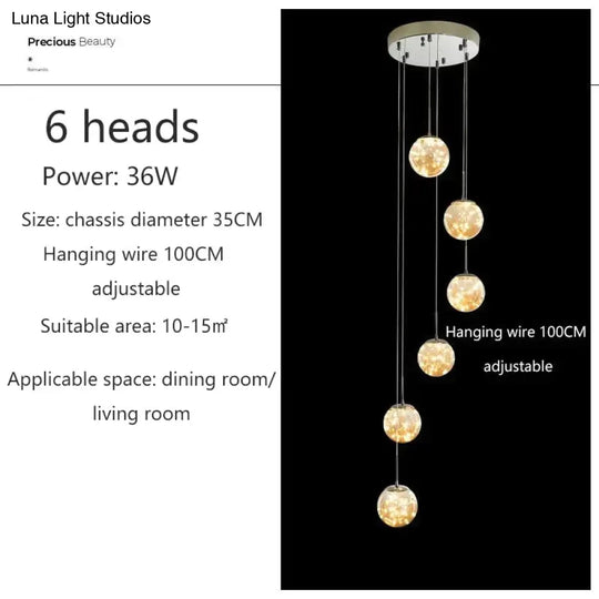 Raloo - Modern Led Glass Ball Chandelier