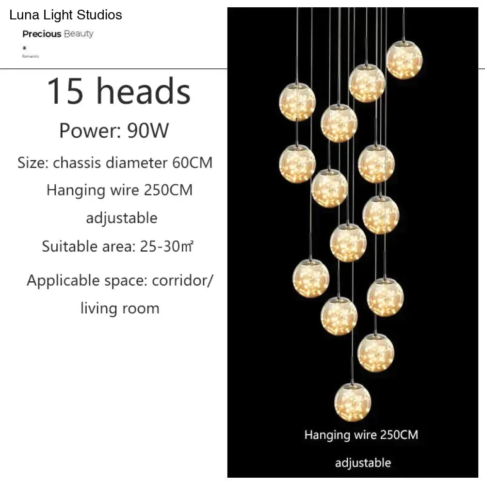 Raloo - Modern Led Glass Ball Chandelier