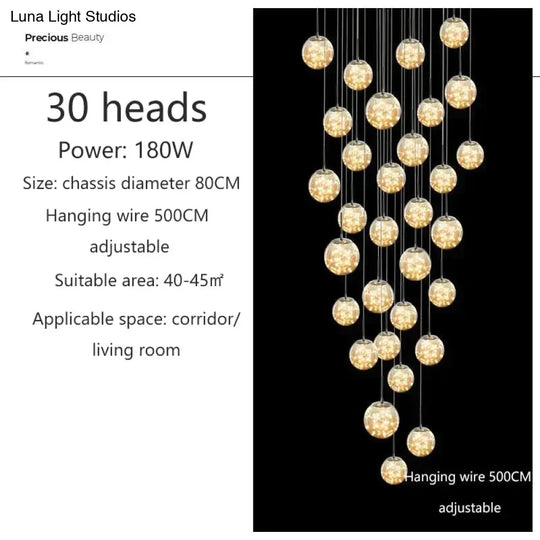 Raloo - Modern Led Glass Ball Chandelier