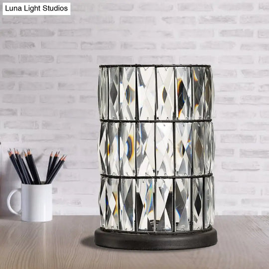 Modern Crystal Barrel Night Light Lamp For Sleeping Room Black