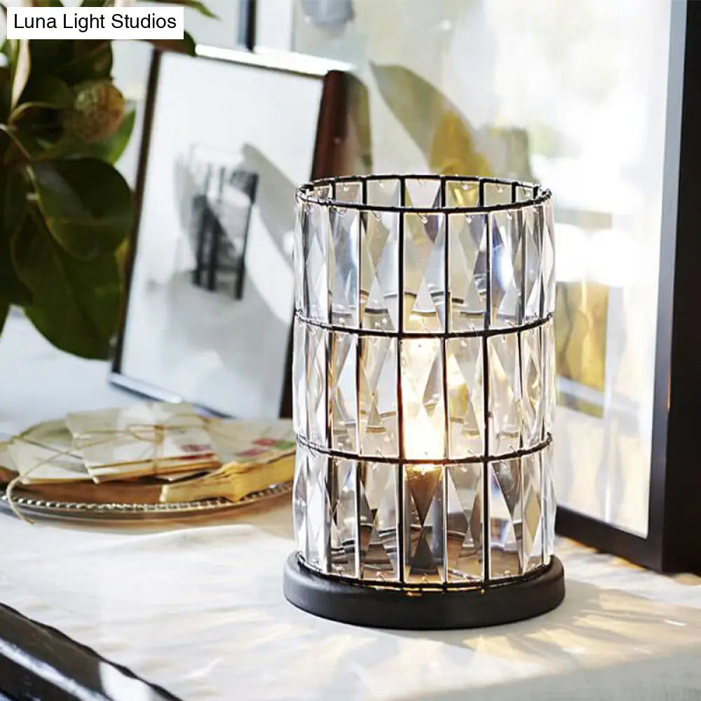 Modern Crystal Barrel Night Light Lamp For Sleeping Room Black