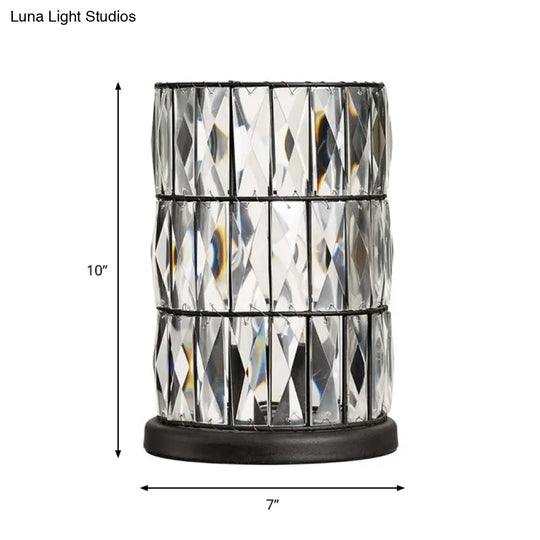 Rastaban - Modern Barrel Crystal Night Table Lamp Black | Enhance Your Sleeping