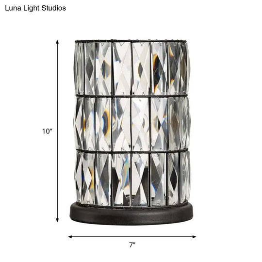 Modern Crystal Barrel Night Light Lamp For Sleeping Room Black