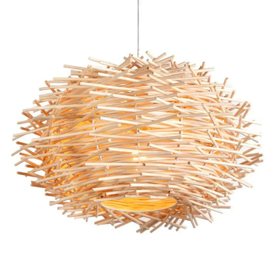 Rattan Decorative Pendant Lamp: Modern Indoor Lighting Fixture Beige / 12