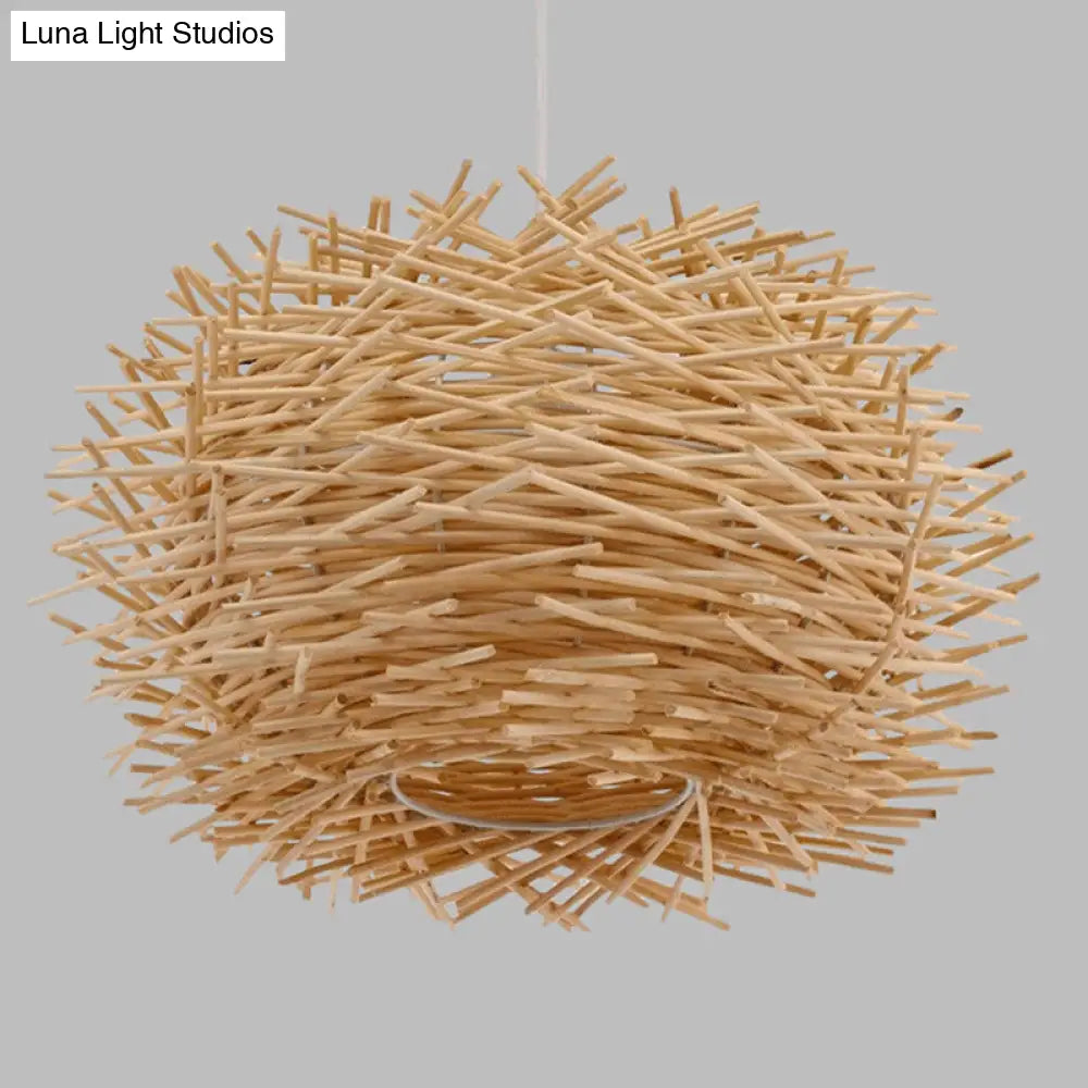 Rattan Decorative Pendant Lamp: Modern Indoor Lighting Fixture Beige