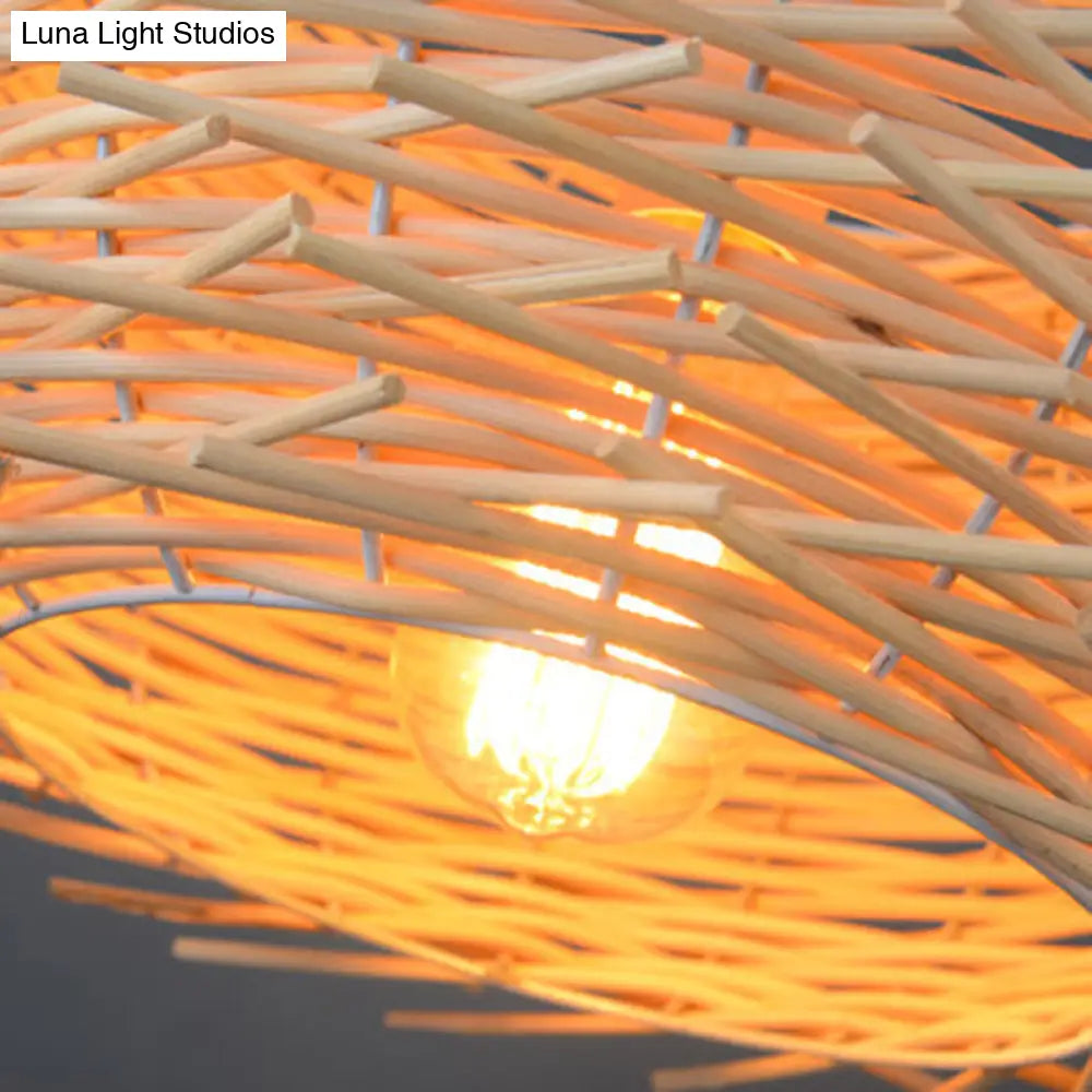 Rattan Decorative Pendant Lamp: Modern Indoor Lighting Fixture Beige