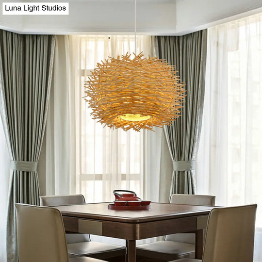 Rattan Decorative Pendant Lamp: Modern Indoor Lighting Fixture Beige