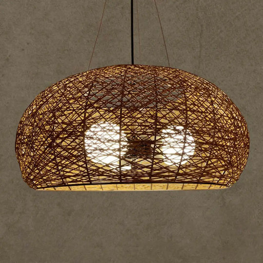 Rattan Tea Room Chandelier: Asian Style Pendant Lighting Fixture Coffee / 23.5’