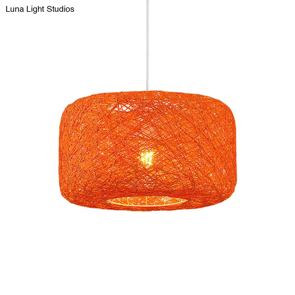 Colorful Drum Pendant Macaron Light For Bistro - Red/Pink/Orange