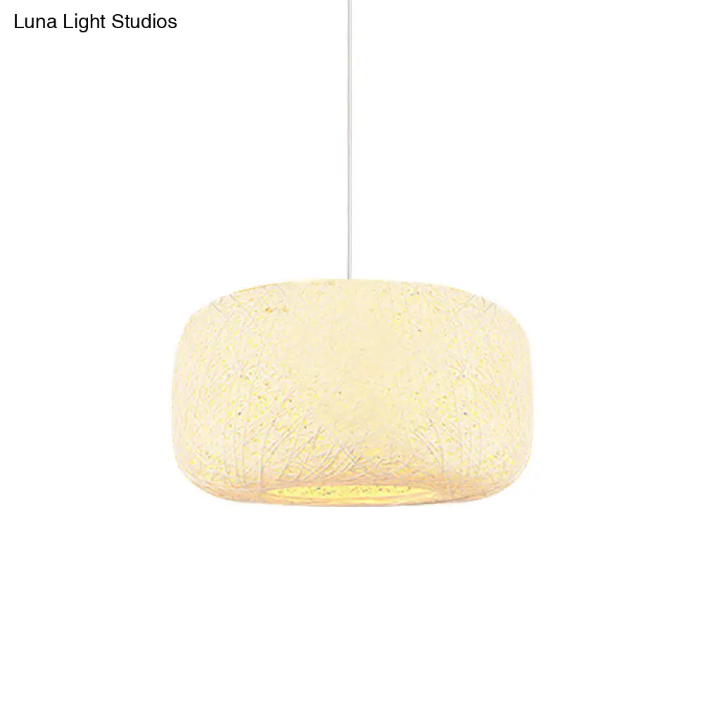 Colorful Drum Pendant Macaron Light For Bistro - Red/Pink/Orange White