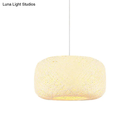 Colorful Drum Pendant Macaron Light For Bistro - Red/Pink/Orange White