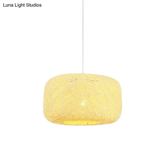 Colorful Drum Pendant Macaron Light For Bistro - Red/Pink/Orange