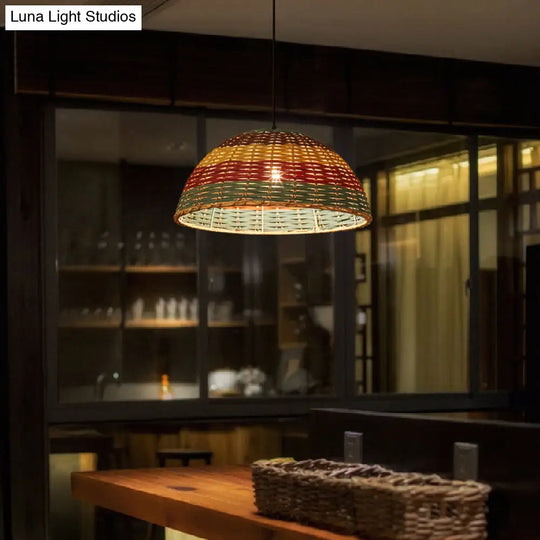 Rattan Wood Hanging Pendant Light For Modern Restaurants - Shaded Ceiling Design