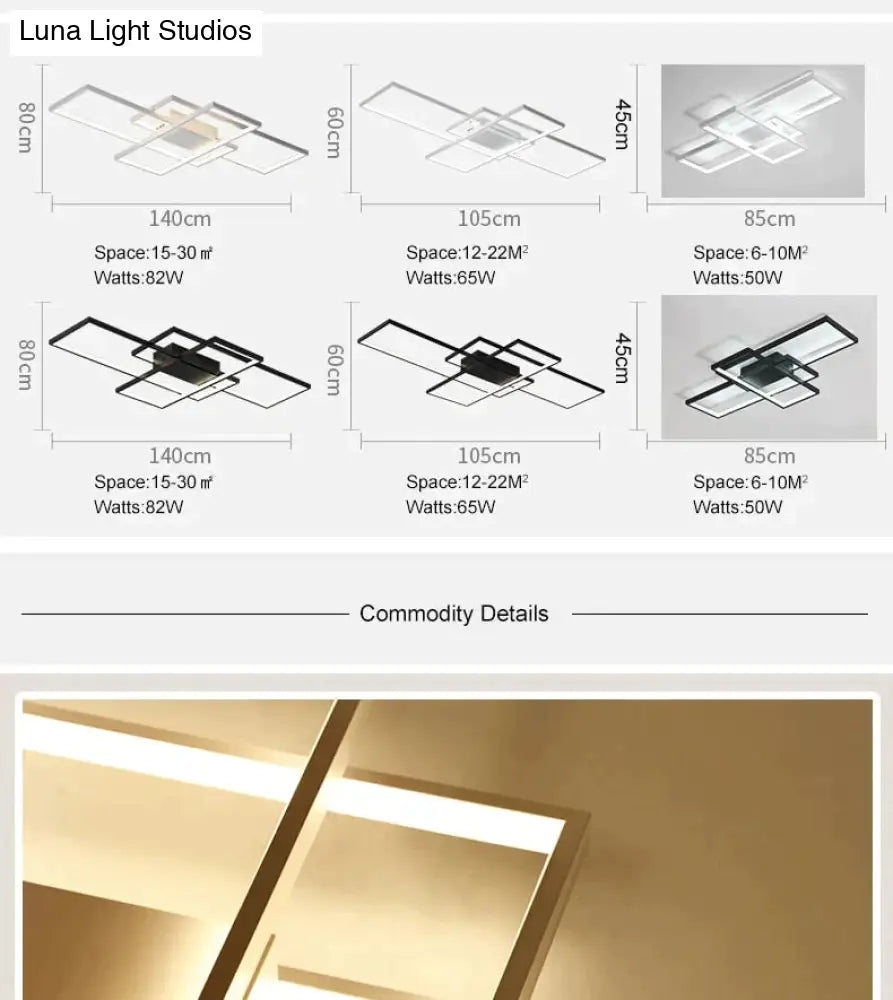 Rectangle Aluminum Modern Led Ceiling Lights For Living Room Bedroom