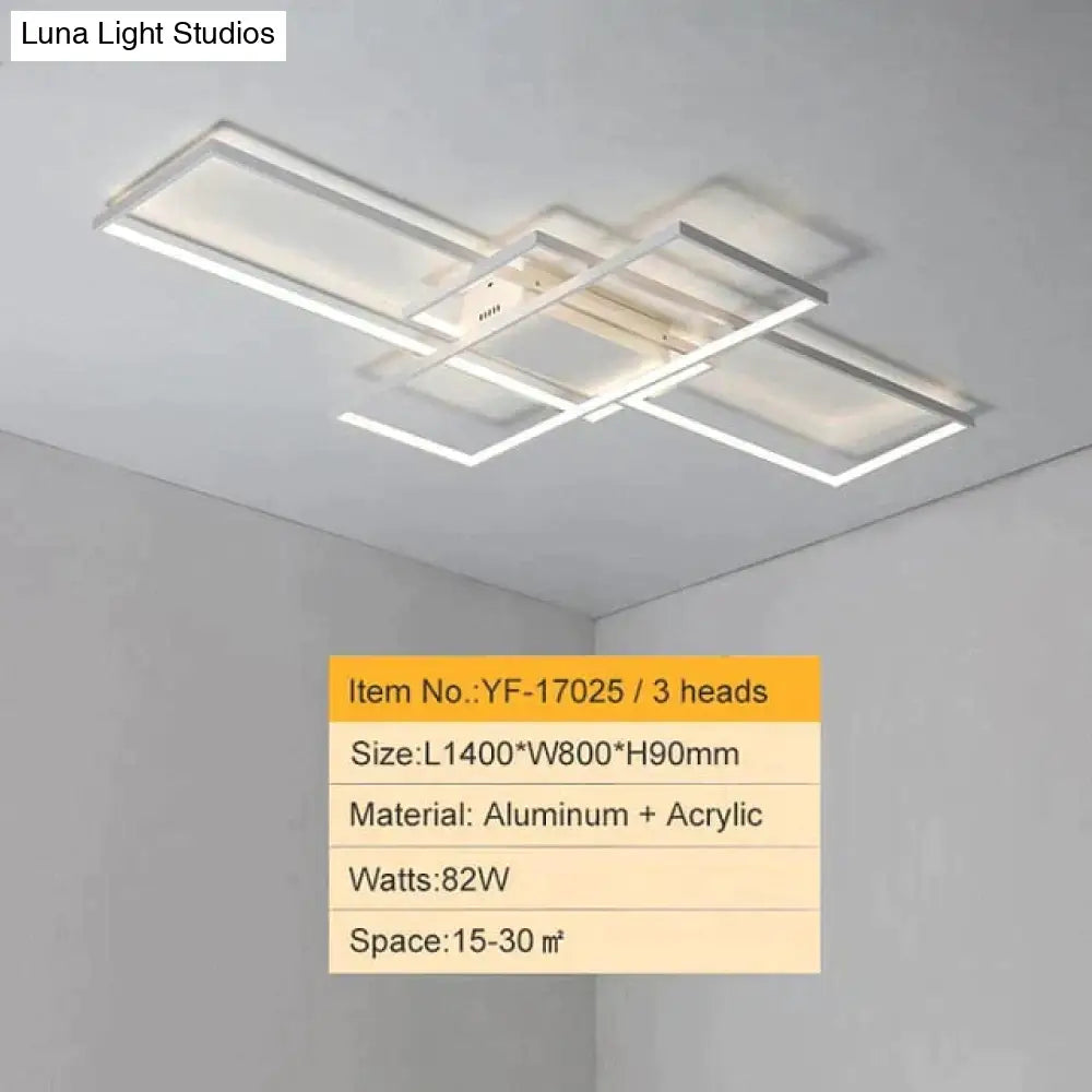 Rectangle Aluminum Modern Led Ceiling Lights For Living Room Bedroom 1400X800Mm White / Cool No Rc