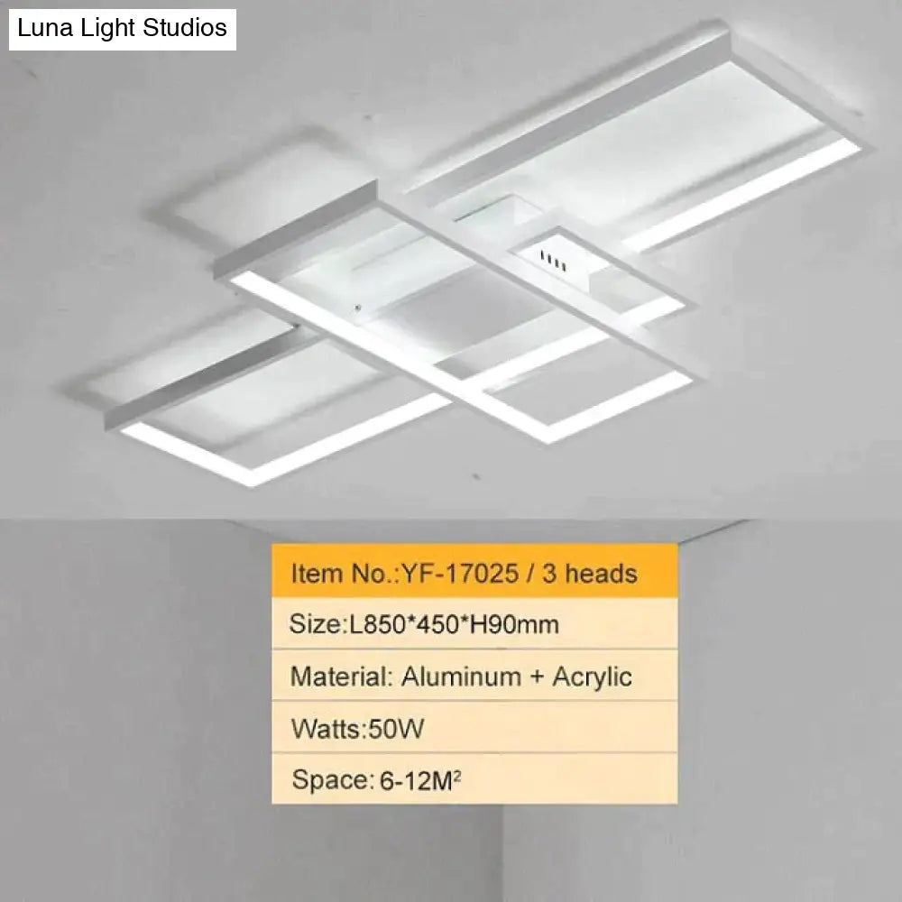 Rectangle Aluminum Modern Led Ceiling Lights For Living Room Bedroom 850X450Mm White / Cool No Rc