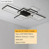 Rectangle Aluminum Modern Led Ceiling Lights For Living Room Bedroom 1400X800Mm Black / Cool White