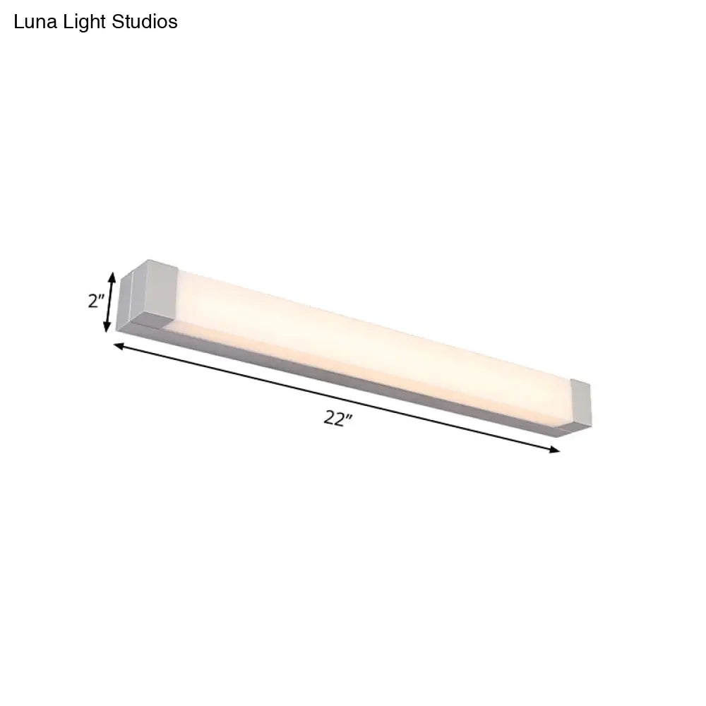 Rectangle Bathroom Wall Mount Light Aluminum Led Nordic Vanity Lamp With Acrylic Shade In White