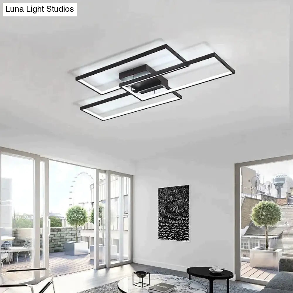 Rectangle Black/White Color Modern Led Dimmable Ceiling For Living Room Bedroom Light