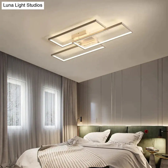 Rectangle Black/White Color Modern Led Dimmable Ceiling For Living Room Bedroom Light