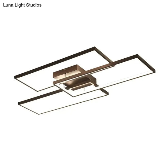 Rectangle Black/White Color Modern Led Dimmable Ceiling For Living Room Bedroom Light