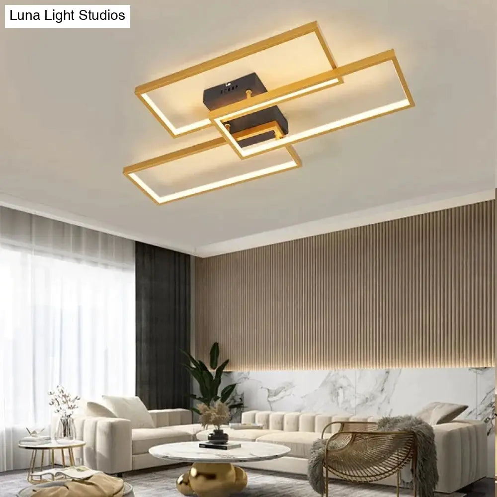 Rectangle Black/White Color Modern Led Dimmable Ceiling For Living Room Bedroom Light