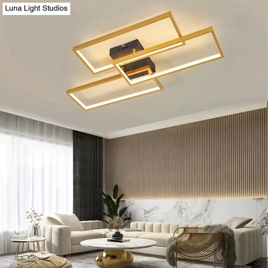 Rectangle Black/White Color Modern Led Dimmable Ceiling For Living Room Bedroom Light