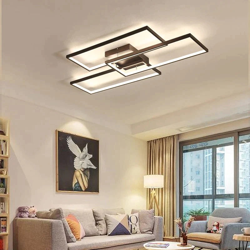 Rectangle Black/White Color Modern Led Dimmable Ceiling For Living Room Bedroom Light