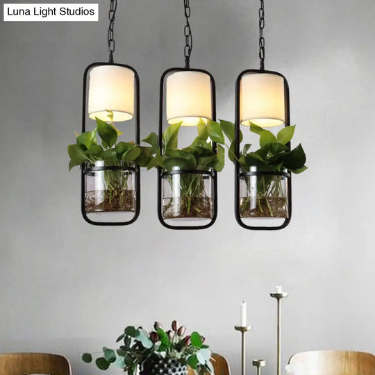 Industrial Metal Pendant Light With Clustered Rectangle Design For Dining Room - Black/White Tone