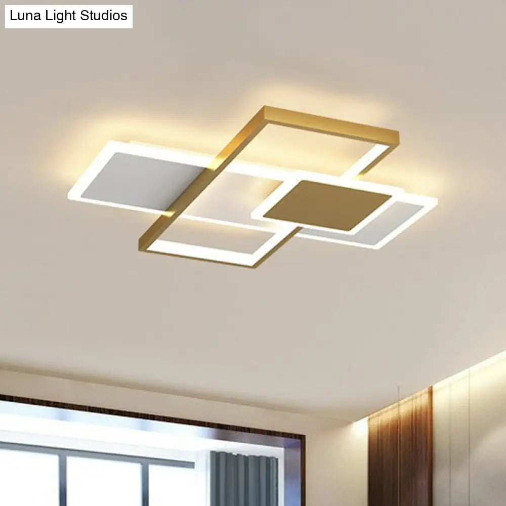 Rectangle Led Flush Mount Ceiling Light - Modern Simplicity For Living Rooms Gold / 16.5 Warm