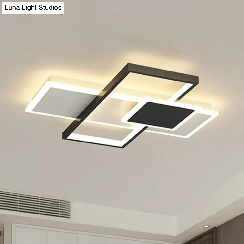 Rectangle Led Flush Mount Ceiling Light - Modern Simplicity For Living Rooms Black / 16.5 White