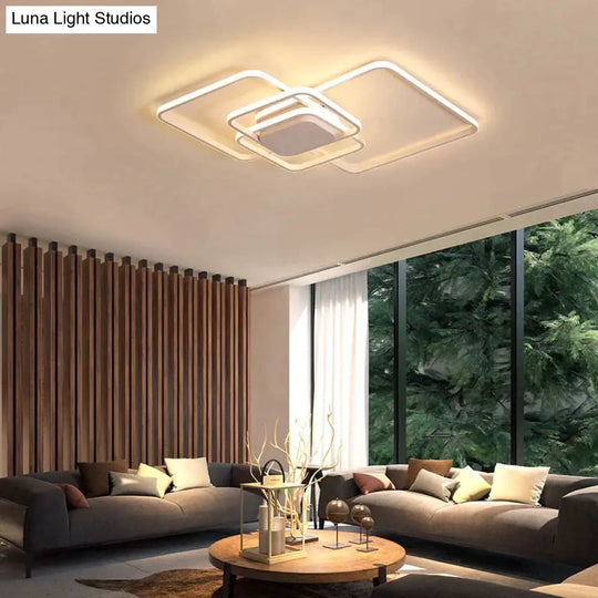 Rectangle Modern Led Ceiling Lights For Living Room Bedroom Study White/Brown Color Square Lamp