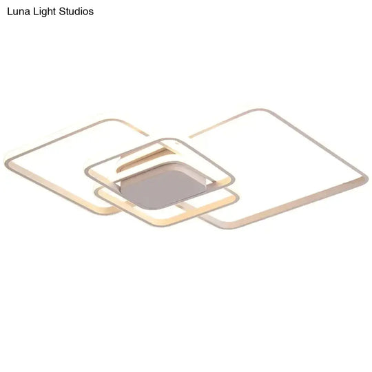 Rectangle Modern Led Ceiling Lights For Living Room Bedroom Study White/Brown Color Square Lamp With