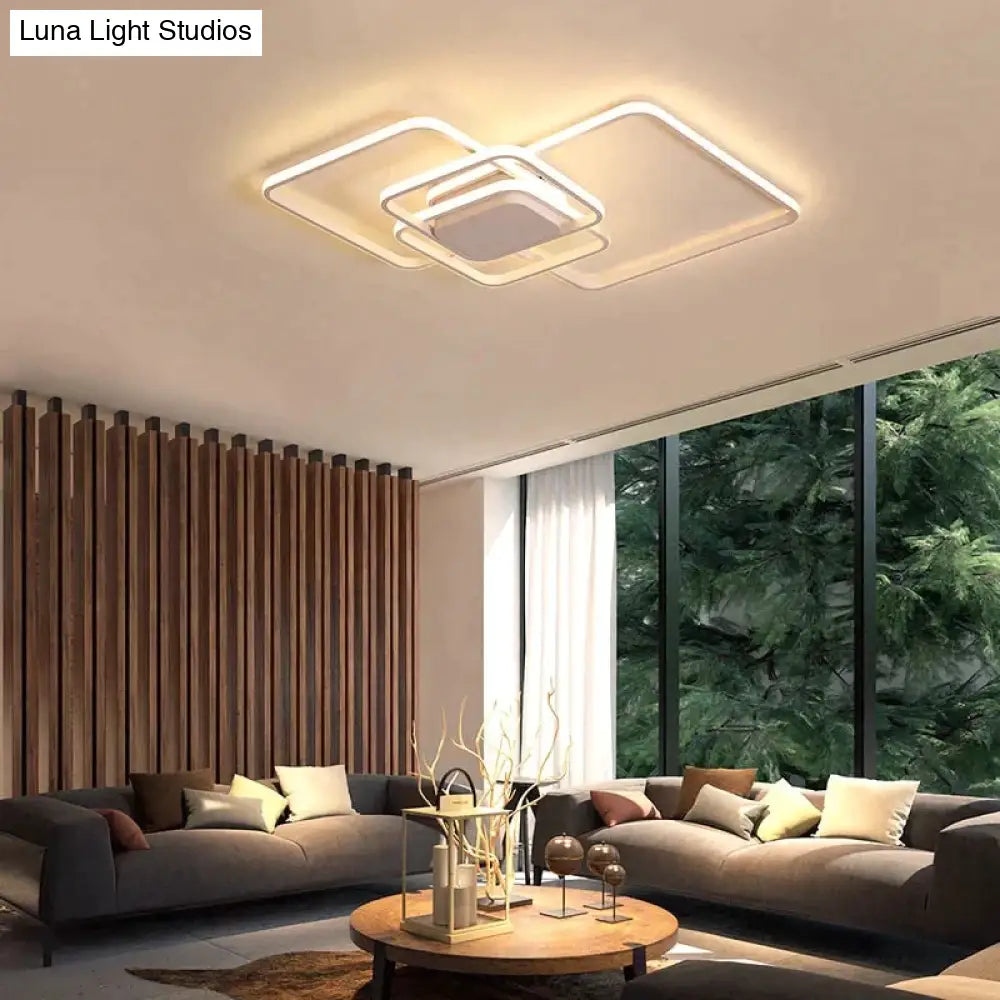 Rectangle Modern Led Ceiling Lights For Living Room Bedroom Study White/Brown Color Square Lamp With