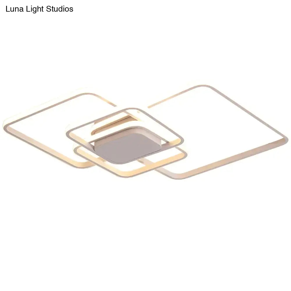 Rectangle Modern Led Ceiling Lights For Living Room Bedroom Study White/Brown Color Square Lamp