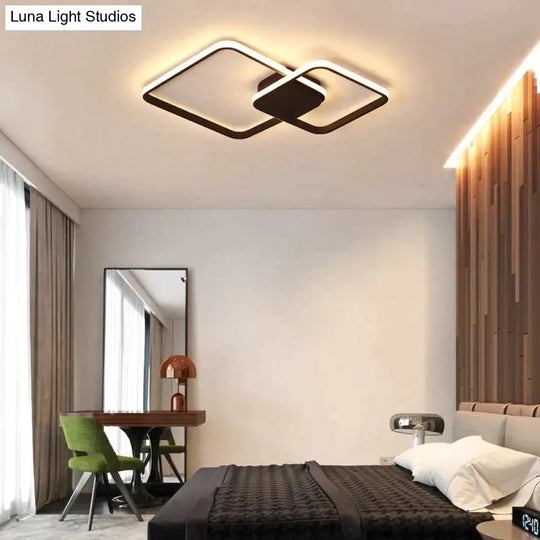 Rectangle Modern Led Ceiling Lights For Living Room Bedroom Study White/Brown Color Square Lamp With