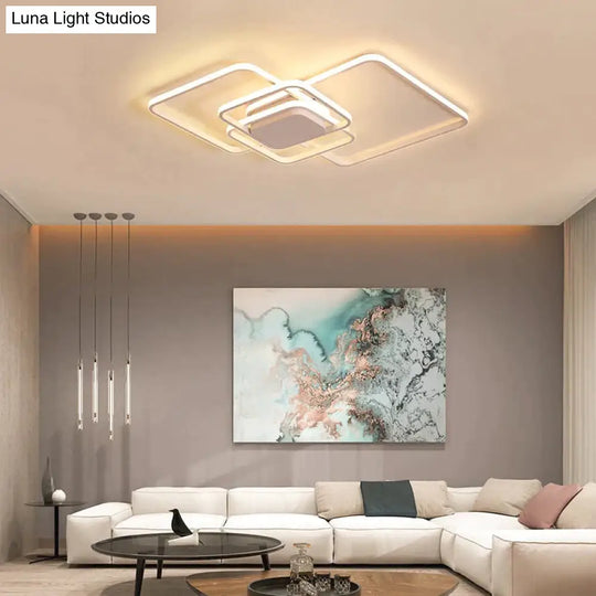 Rectangle Modern Led Ceiling Lights For Living Room Bedroom Study White/Brown Color Square Lamp