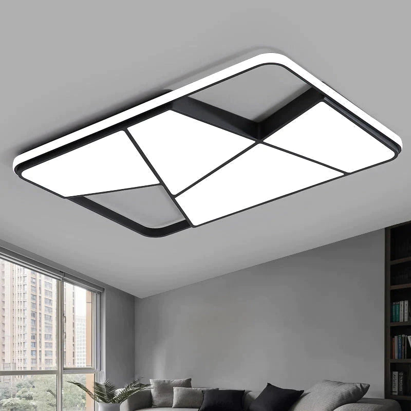 Rectangle Modern Led Ceiling Lights For Living Room Bedroom Study Room White Or Black  Square Ceiling Lamp With RC