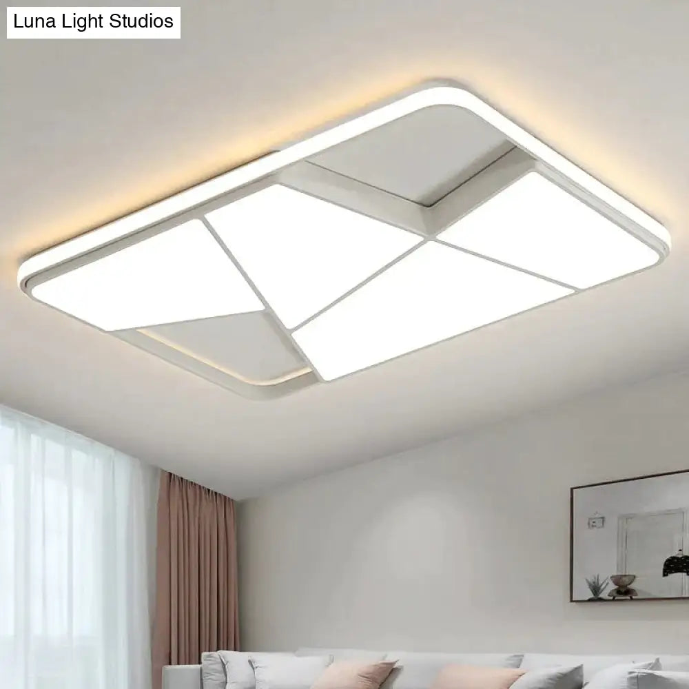 Rectangle Modern Led Ceiling Lights For Living Room Bedroom Study White Or Black Square Lamp With Rc